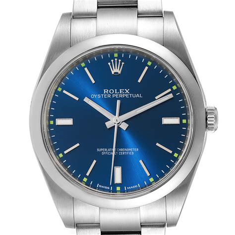 rolex oyster perpetual 39 blu|rolex oyster perpetual blue dial.